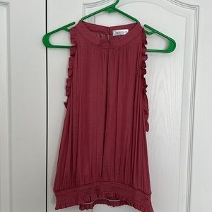 Large Pink Vestique Tank with Ruffle Detail